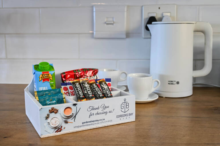 seaside cottage gordons bay 22 welcome pack with coffee and tea 768x511