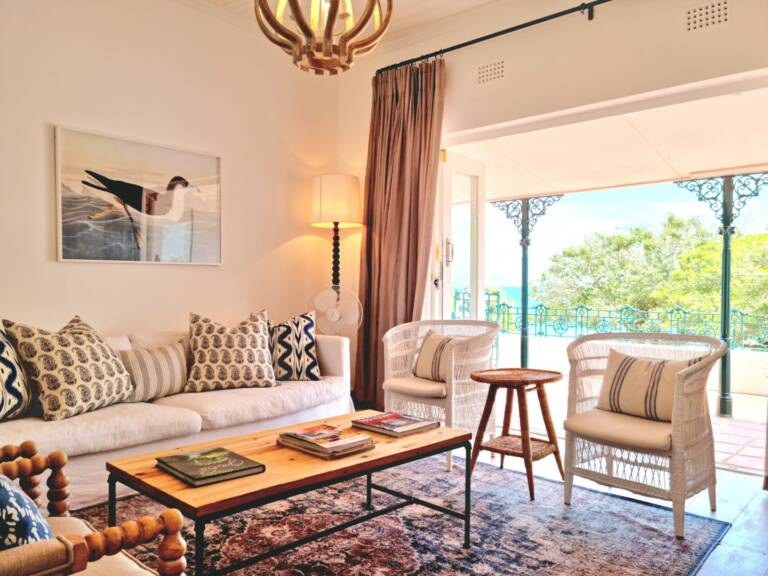 the milkwood cottage gordons bay 02 living room with quality furnishings  768x576