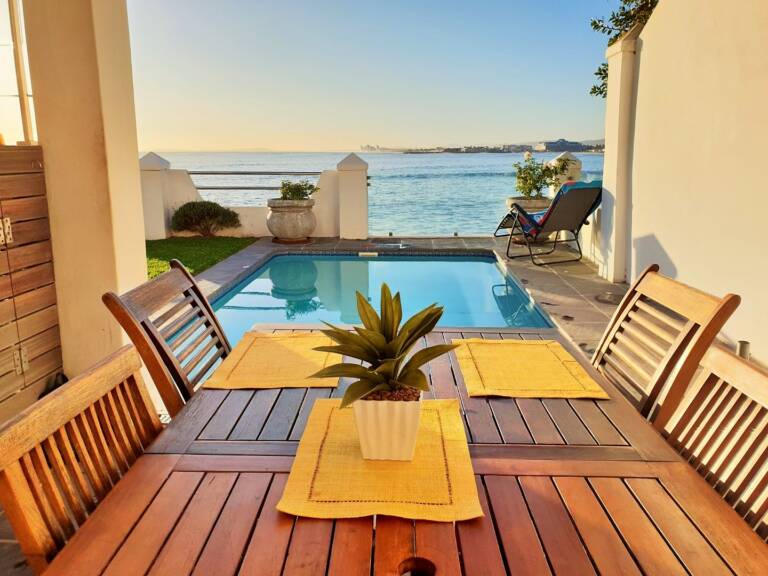 westbank private beach villa gordons bay 25 pool side dining with ocean view 768x576